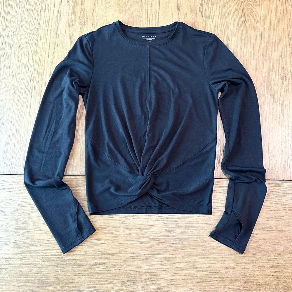 Athleta Essence Twist Front Long Sleeve T-Shirt Black Size XXS - Picture 3 of 7